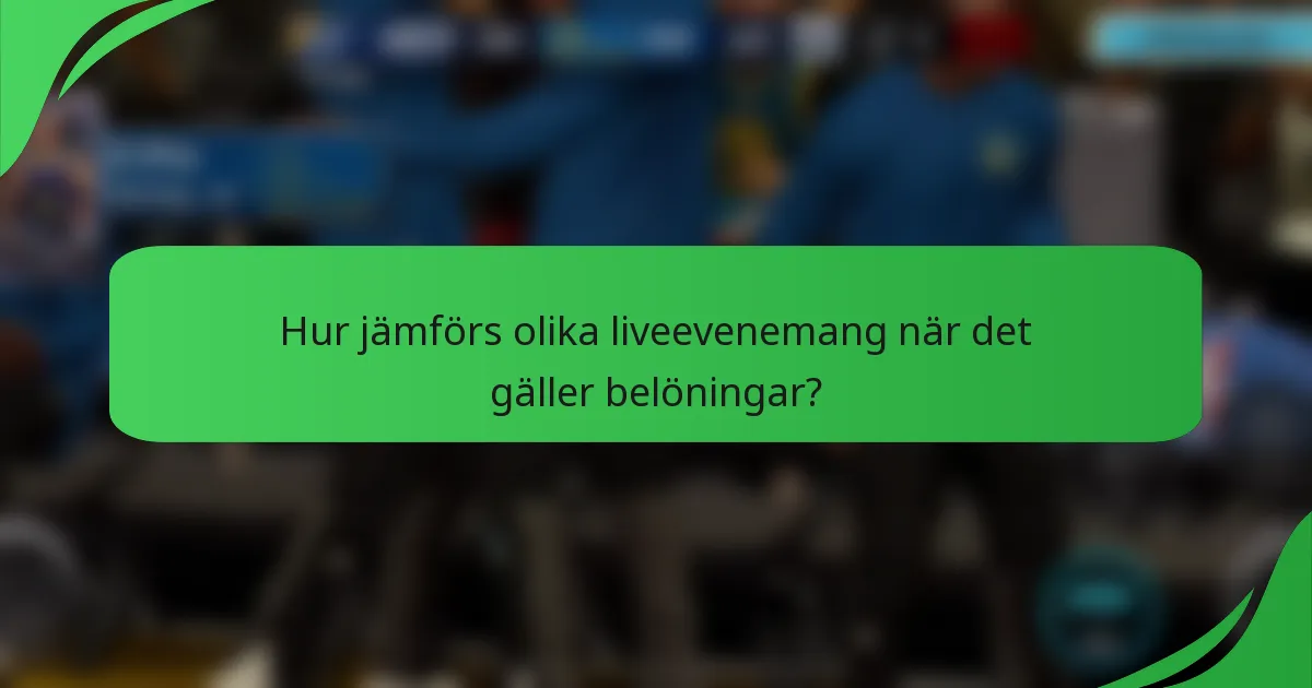 Hur jämförs olika liveevenemang när det gäller belöningar?